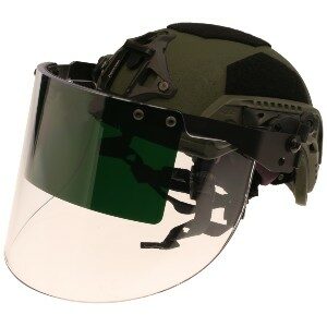 DK7-X.250AF-RC-S5 - Rail-Mount Breaching Face Shield, Ops-Core® Compatible, has 4” shade 5 green strip for exothermic cutting & breaching operations